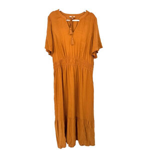 Knox Rose Tiered Maxi‎ Dress XXL Rust Orange Boho Festival Prairie Tassel Flowy